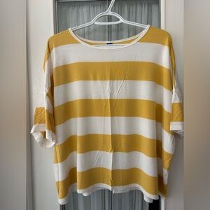 Old Navy Lux Striped Yellow and White Women's Top